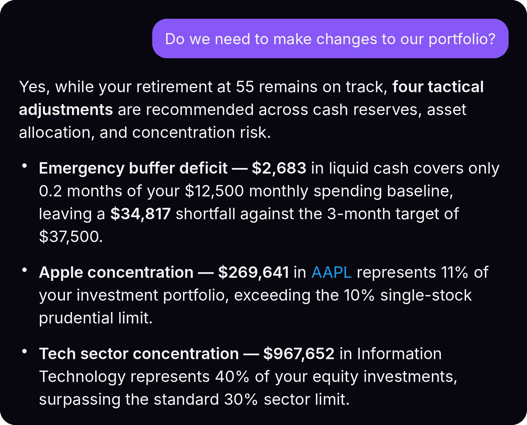 Mezzi analyzes your investment portfolio and recommends adjusts to help you make better decisions to reach your retirement age target
